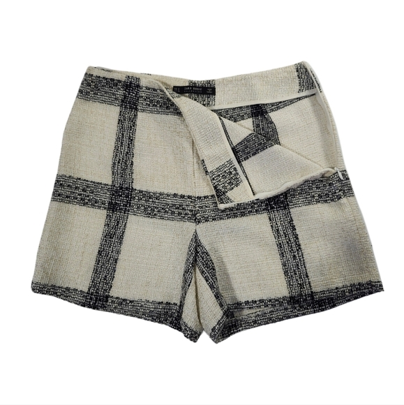 Zara Basics High-Rise Striped  Tweed Shorts  Women's Size S  Casual Side-Zip - Picture 4 of 11